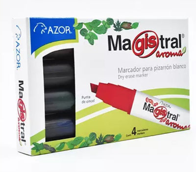 Marcador Magistral Aroma punta cincel 6 mm colores surtidos empaque con 4 pzas