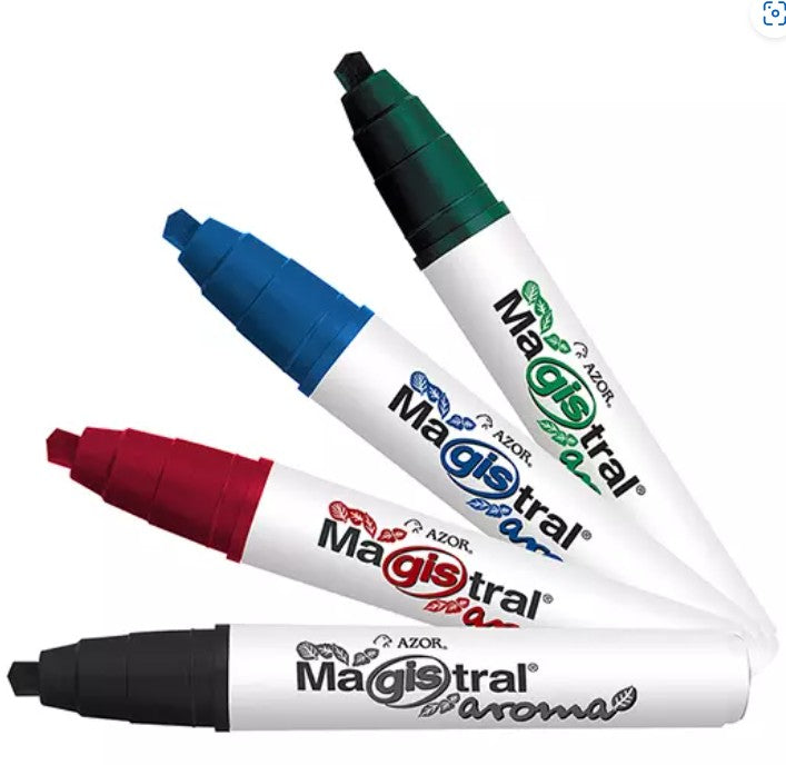 Marcador Magistral Aroma punta cincel 6 mm colores surtidos empaque con 4 pzas