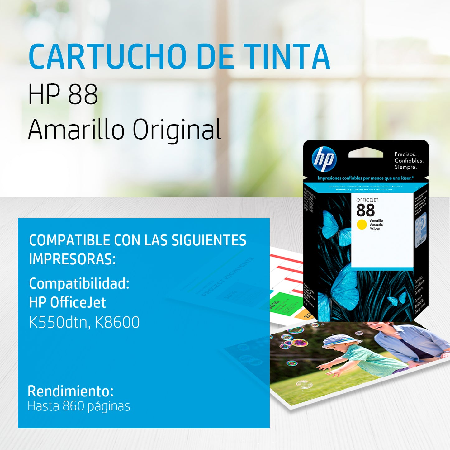 C9388AL Cartucho de tinta HP 88 Amarillo Original - Fecha de empaque 2017