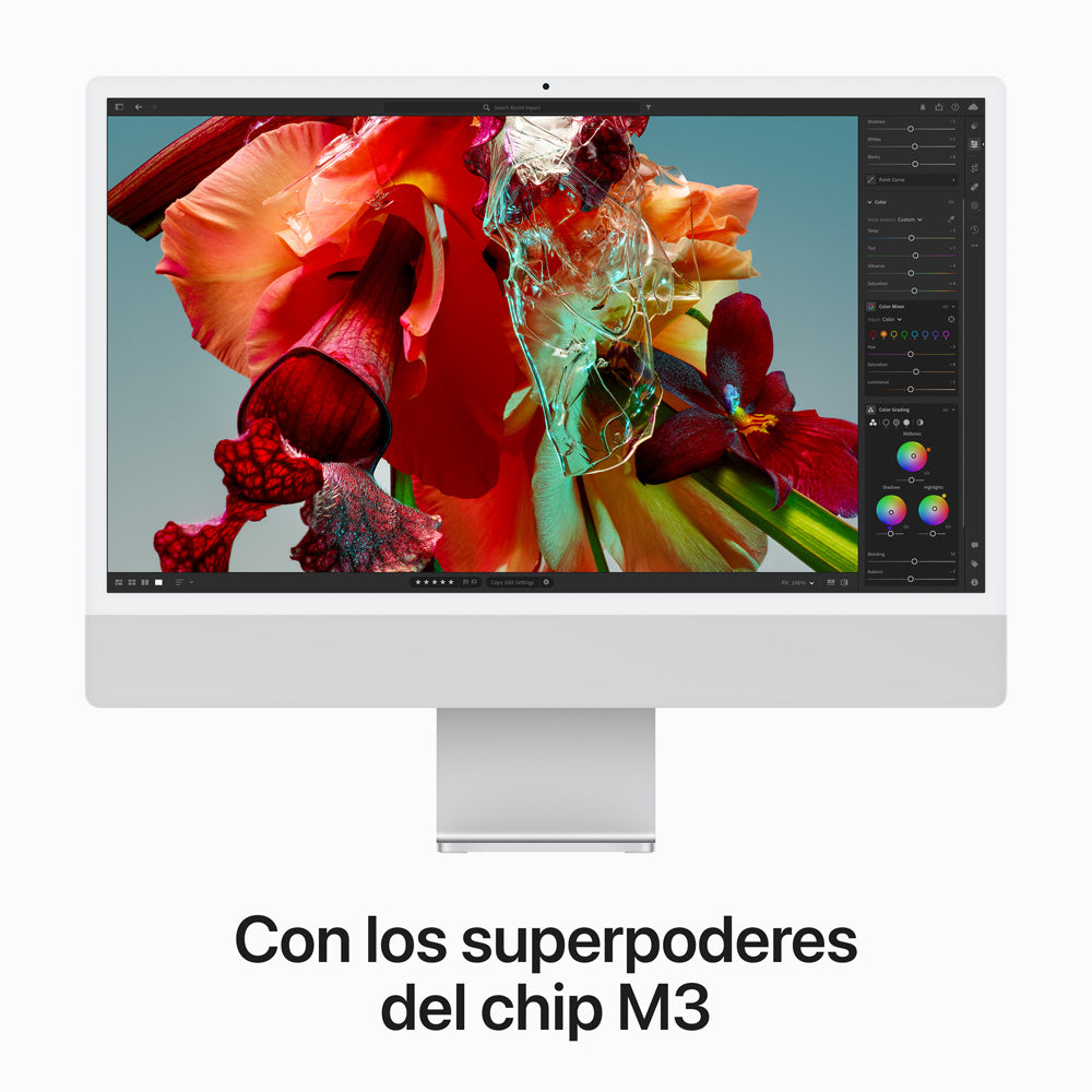 Apple iMac 24" 4.5K, Chip M3, CPU8, GPU10, 16GB RAM, 512GB SSD, Plata