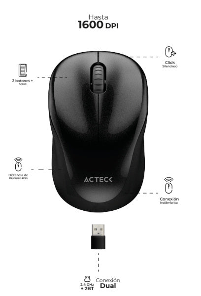 Mouse inalámbrico MI48 Acteck