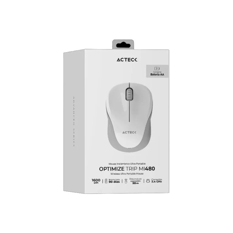 Mouse Optimize Trip MI480 Acteck, USB, Blanco con gris