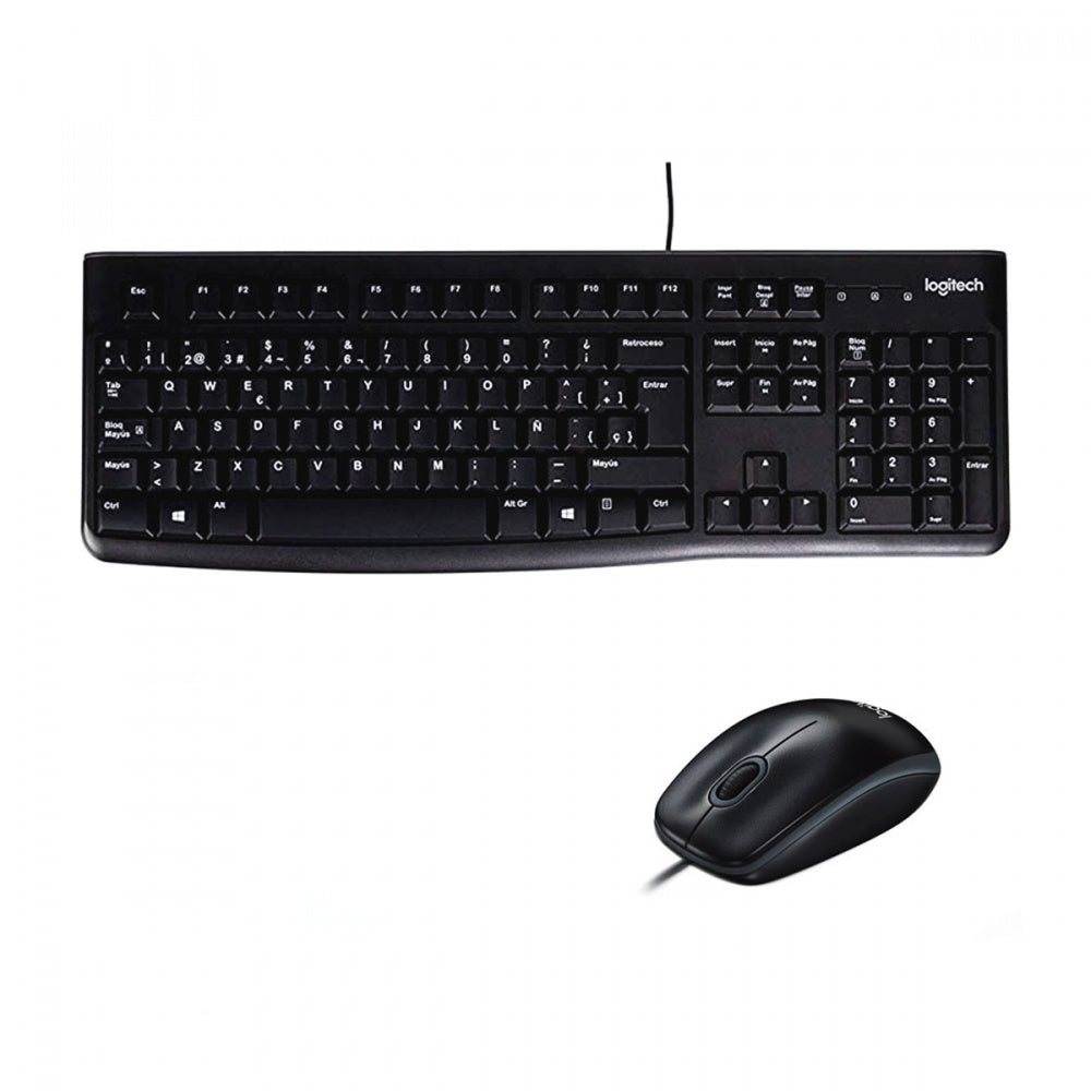 Teclado y ratón MK120 Logitech, Alámbrico, USB, Negro