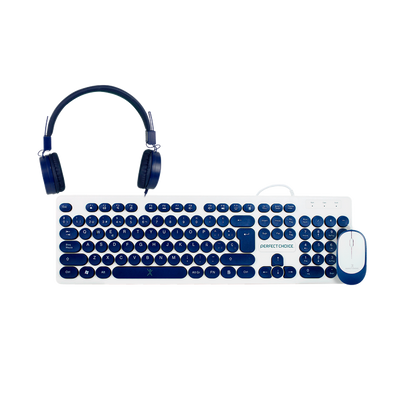 Kit alámbrico 3 en 1 teclado, audífonos y mouse PC-201731 Perfect Choice, Azul