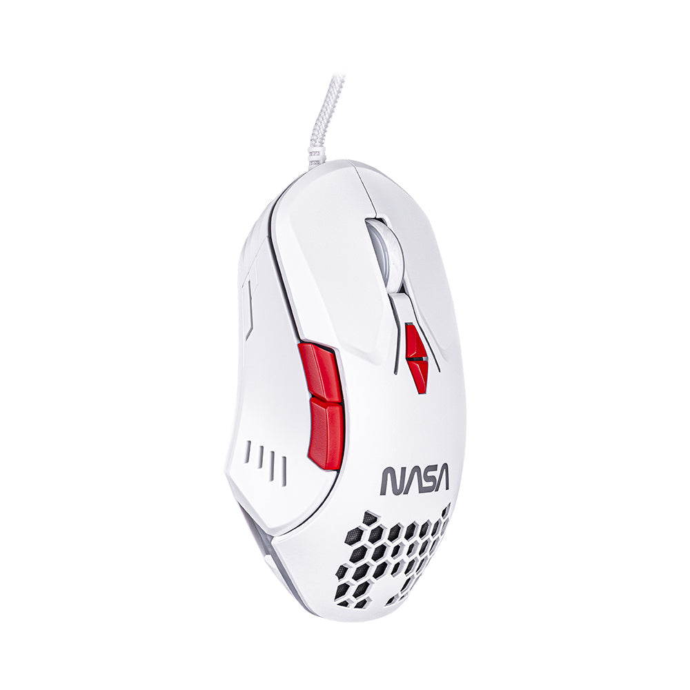 Mouse gamer Nasa Ns-Gm04 Techzone, Alámbrico, RGB, Blanco