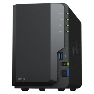 NAS Synology DS223, 2 Bahias Nucleo Cuádruple 1.7 GHZ, 2gb DDR4, 1 LAN Gigabit, 3 USB 3.2, SATA, Hot-Swap, Sin Discos, Realtek RTD1619B, Hasta 36 TB