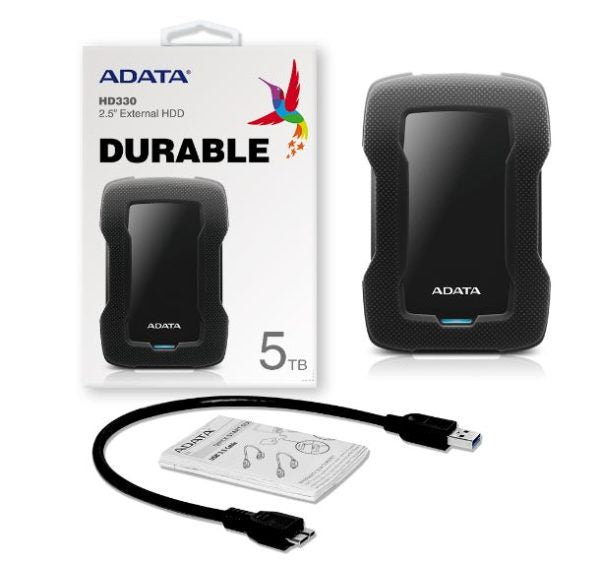 Disco Duro Externo Adata HD330, 2TB, USB, 5", Negro