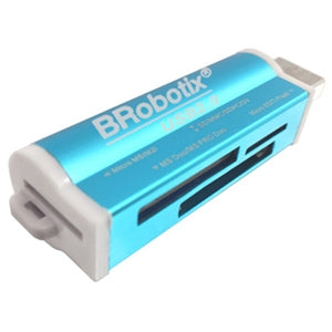 BROBOTIX LECTOR DE TARJETAS TODO EN UNO RDR USB V2.0 METALICO AZUL BROBOTIX