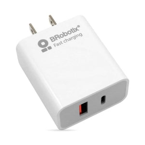 Cargador Carga rápida para pared Brobotix 6000502, Puerto USB-A, Puerto USB-C, Blanco