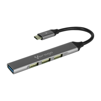 Concentrador HUB USB - 3 VORAGO HU-200, 4 puertos USB Tipo C, color gris metálico