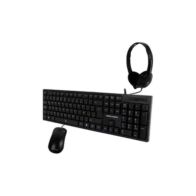 Kit alámbrico 3 en 1 teclado, mouse y diadema PC-201717 Perfect Choice, Negro