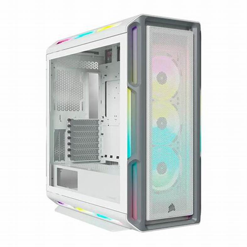 Gabinete Corsair Icue 5000T, RGB Media Torre, Blanco, TG, ATX, Con 3 Ventiladores