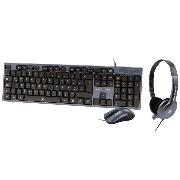 Kit 3 en 1 teclado, mouse y diadema PC-201700 Perfect Choice, Alámbrico