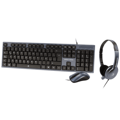 Kit 3 en 1 teclado, mouse y diadema PC-201700 Perfect Choice, Alámbrico