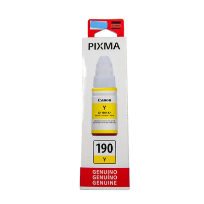 0670C001AA - Tinta CANON PIXMA color amarillo GI-190-Y 70 ml - Fecha de empaque 2024