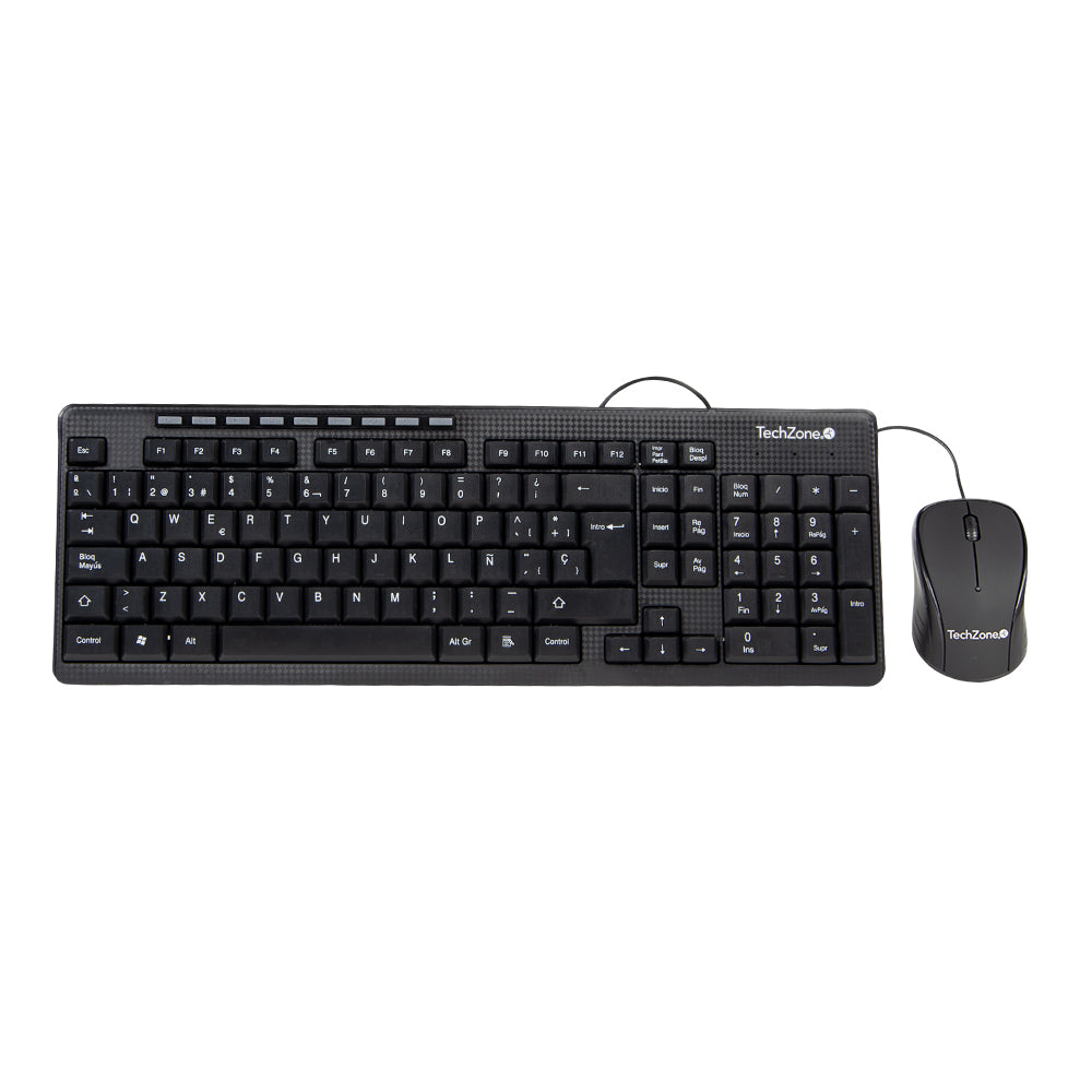 Kit teclado y mouse TZ19COMB01-LA Techzone, Negro