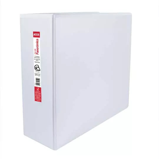 Carpeta panorama herraje D 4" ACCO colorblanca, tamaño carta