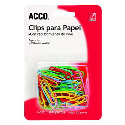 Clip ACCO Estándar de colores - blíster con 100 piezas