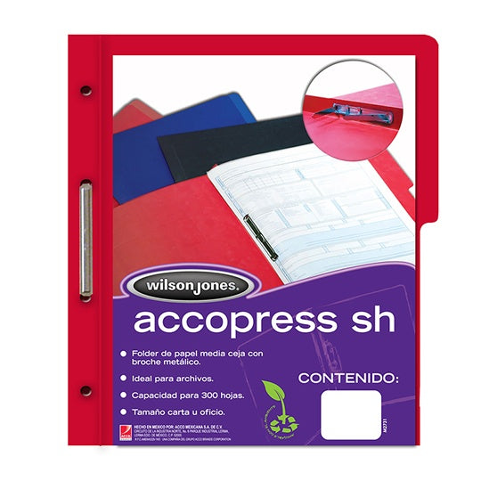 Folder ACCOPRESS WILSON JONES broche metálico de 8cm color rojo tamaño carta