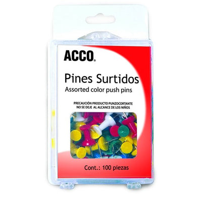 Pines de presión ACCO colores surtidos - blíster con 100 piezas