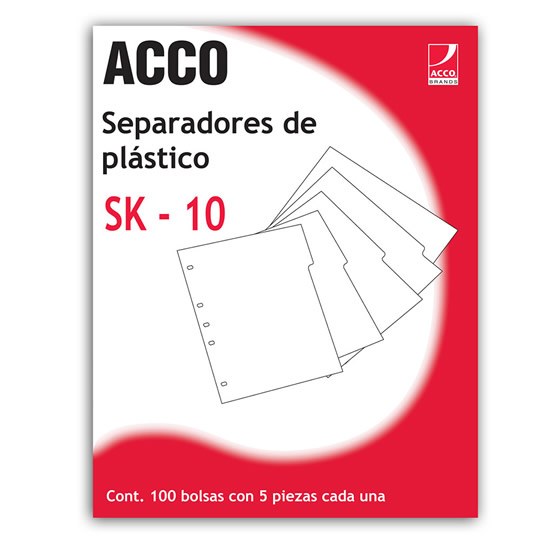 Separadores Acco Tamaño Carta, Blanco - 5 Divisiones