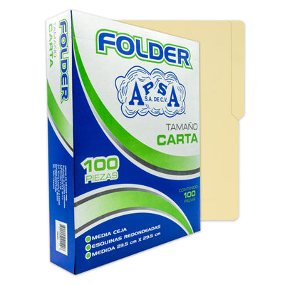 Folder APSA suaje lateral y superior para broche color crema tamaño carta