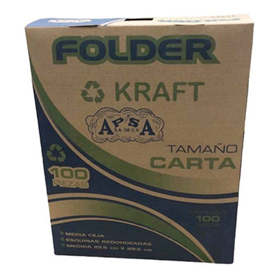 Folder kraft APSA suaje lateral y superior para broche color kraft tamaño carta