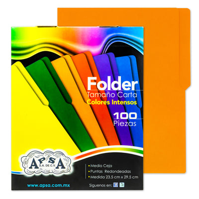 Folder APSA color naranja intenso tamaño carta