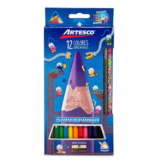 Colores triangulares Artesco largos cajacon 12 piezas