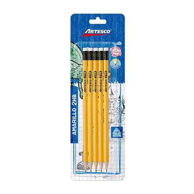 Lápiz Artesco amarillo 2HB blíster con 5piezas