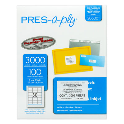 Etiqueta pres-a-ply AVERY color blanco tecnología láser/inkjet -1 paquete