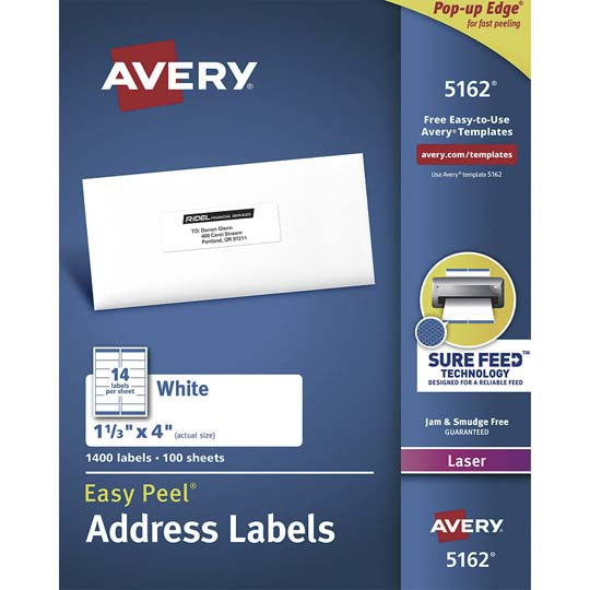 Etiqueta tecnología láser AVERY color blanco  - 1 paquete