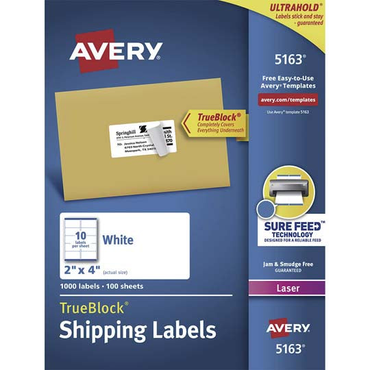 Etiqueta tecnología láser AVERY color blanco  - 1 paquete