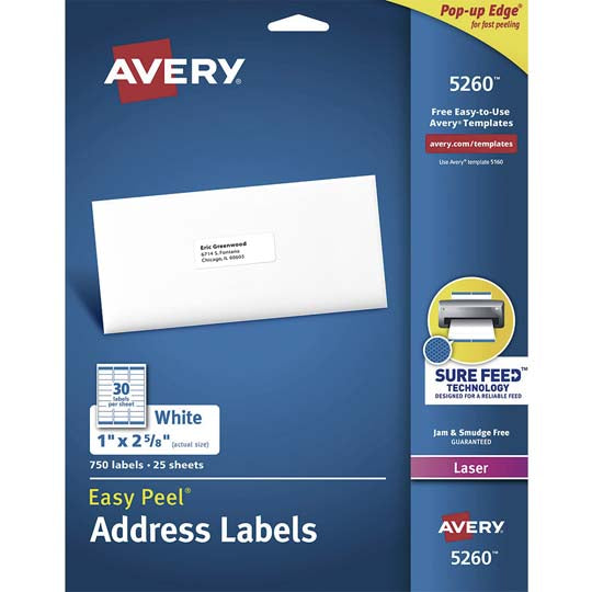 Etiqueta tecnología láser AVERY color blanco - 1 paquete