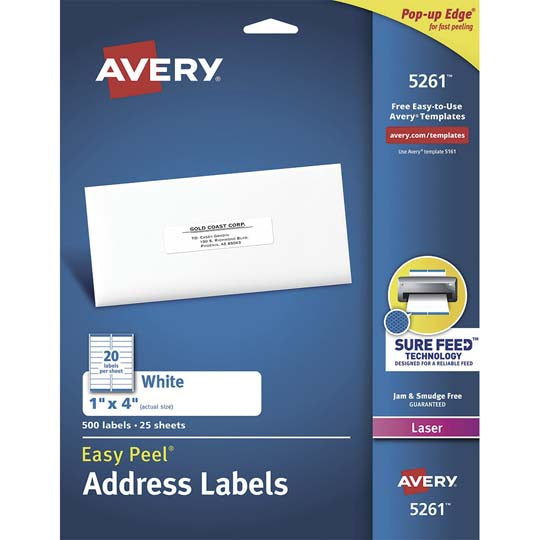 Etiqueta tecnología laser AVERY color blanco  - 1 paquete