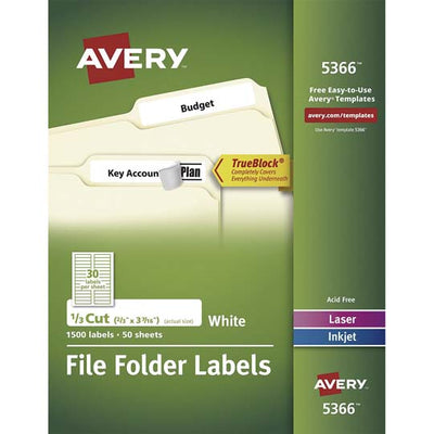 Etiqueta para folder AVERY color blanco tecnología láser/inkjet - 1 paquete