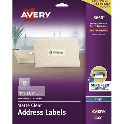 Etiqueta removible AVERY traslúcida tecnología laser/inkjet - 1 paquete