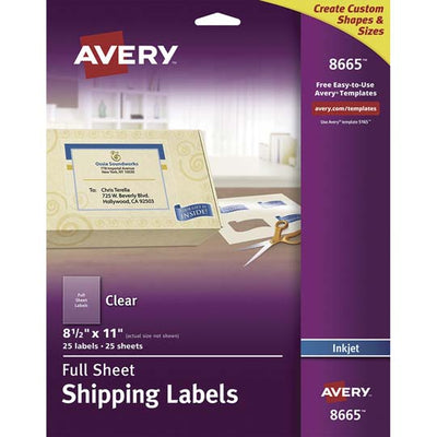 Etiqueta carta removible AVERY traslúcida tecnología laser/inkjet - 25 etiquetas