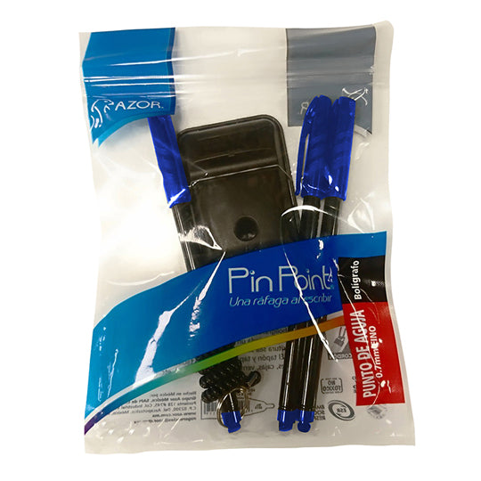 Base para bolígrafo PIN POINT Punto Fino - incluye 3 bolígrafos color azul