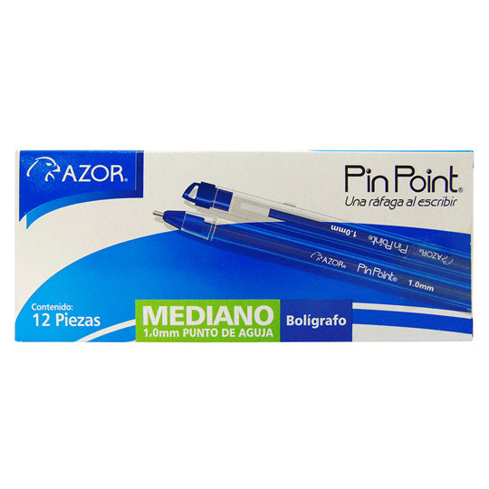 Bolígrafo Pin Point Punto Mediano 1.0 mm, Azul - Caja con 12 pzas