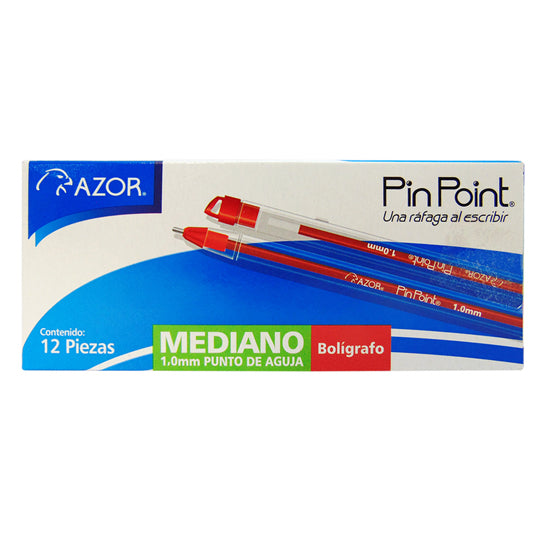 Bolígrafo Pin Point Punto Median 1.0 mm, Rojo - Caja con 12 pzas