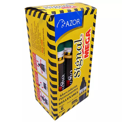 Marcador permanente Signal Mega punta cincel 6 mm color verde caja con 6 piezas