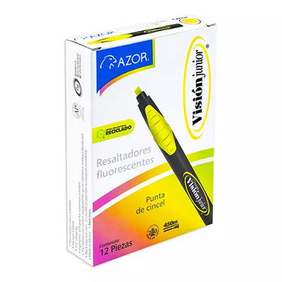Resaltador de texto Vision Junior puntacincel 4 mm amarillo caja con 12 pzas