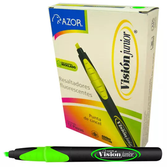 Resaltador de texto Vision Junior puntacincel 4 mm color verde caja con 12 pzas