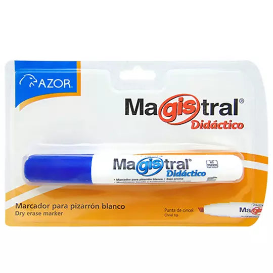 Marcador Magistral Didáctico punta cincel 6 mm color azul blíster con 1 pieza