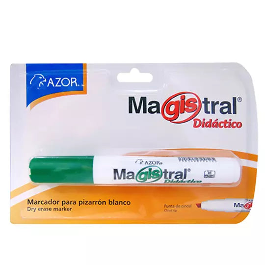 Marcador Magistral Didáctico punta cincel 6 mm color verde blíster con 1 pieza