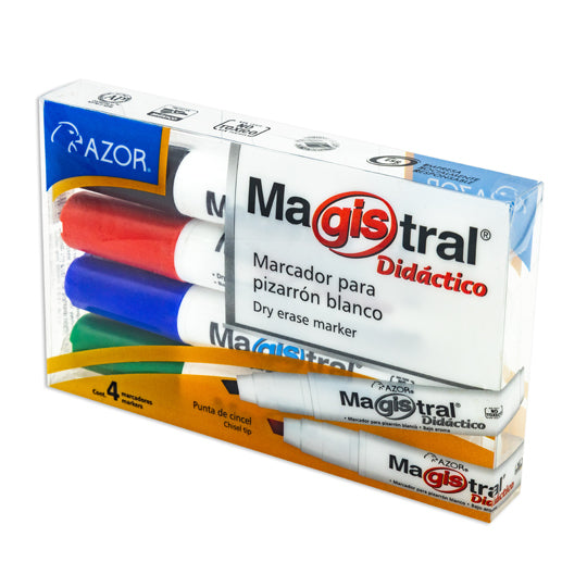 Marcador Magistral Didáctico AZOR colores surtidos - caja con 4 piezas