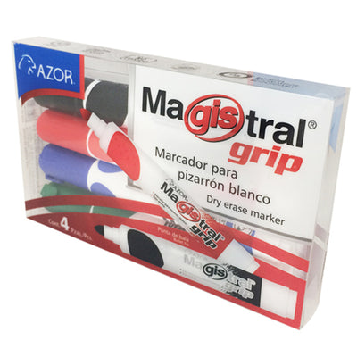 Marcador Magistral Grip AZOR colores surtidos - caja con 4 piezas