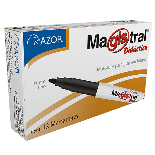 Marcador Magistral Didáctico AZOR color rojo - caja con 12 piezas