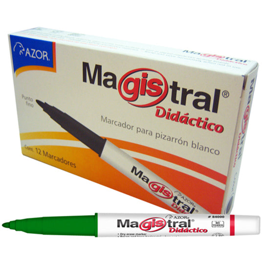 Marcador Magistral Didáctico AZOR color verde - caja con 12 piezas